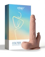 Colter gode réaliste vibrant, va et vient et lécheur avec appli 21 cms – Chair