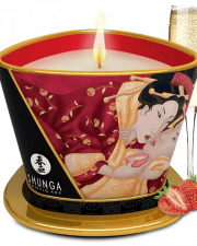 Bougie de massage lueur et caresses – Romance Vin pétillant à la fraise