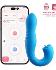 JOI THRUST 2 Bleu – Vibromasseur point G – lèche-clitoris – va et vient contrôlé par application